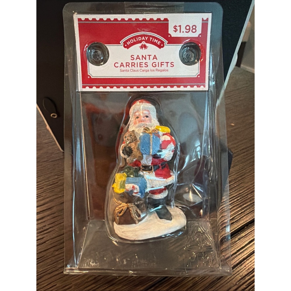 Holiday Time Santa Carries Gifts Christmas Figurine Red White 11543875‎ NEW